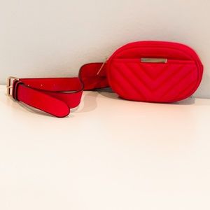 Red Faux Leather Designer Inspired Belt Bag
